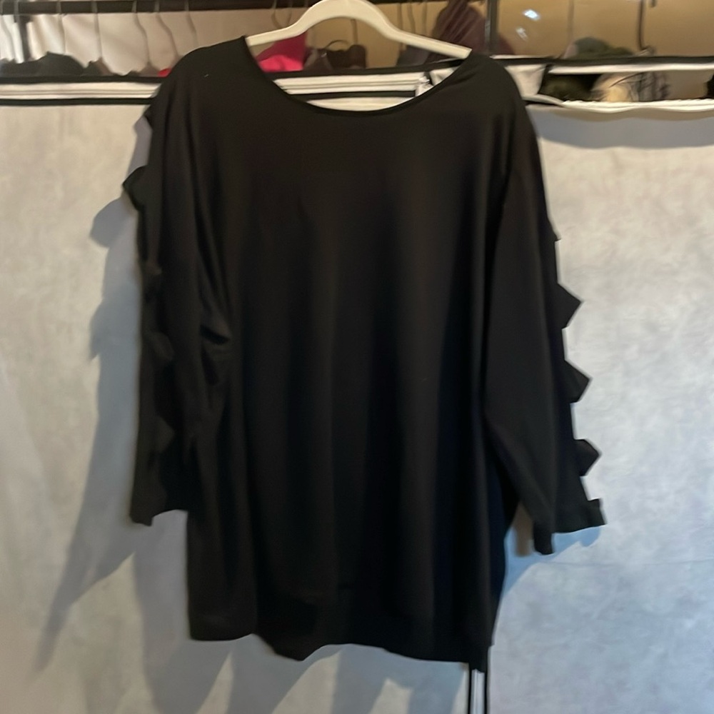 Plus size black cotton tunic